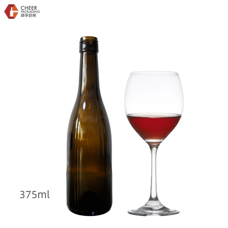 375 ml малки стъклени винени бутилки в цвят бордо